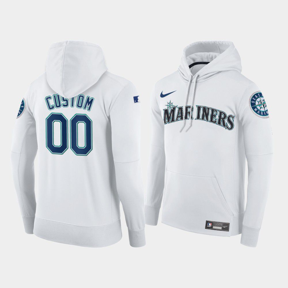 Men Seattle Mariners #00 Custom white home hoodie 2021 MLB Nike Jerseys